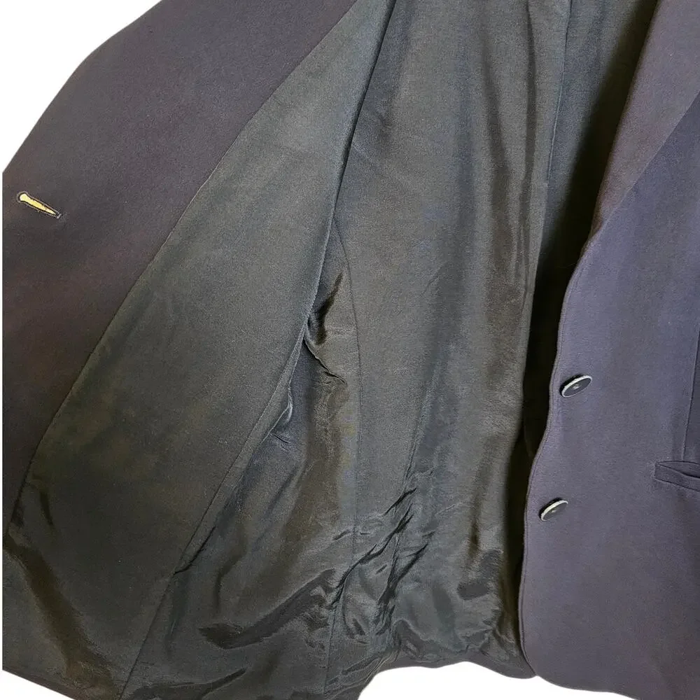 Max Mara Studio Navy Blue Single-Breasted Preppy Dark Academia Blazer Jacket